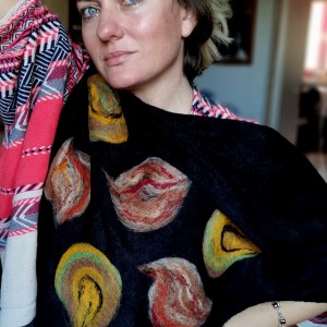 black handmade shawl wool winter