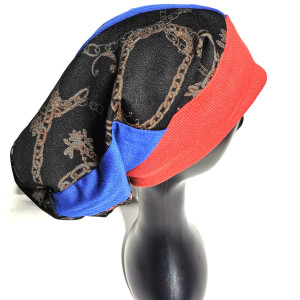 Universal, colorful, long patchwork hat